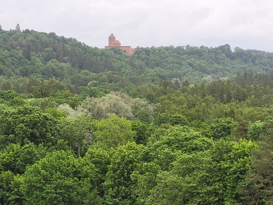 widok z gondoli na zamek Turaida.jpg