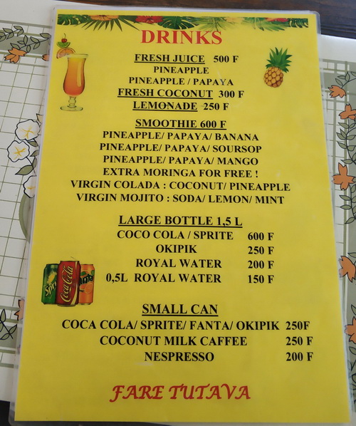Fare Tutava menu, Moorea.jpg