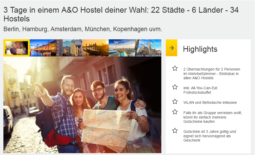 3 Tage Kurzurlaub in eine Stadt deiner Wahl 22 Städte 6 Länder 34 Hostels eBay.png